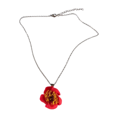 The Glam Bijoux camellia flower clay necklace, handmade romantic jewelry, wearable floral art.