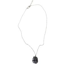 Blackberry necklace pendant handcrafted in Japanese air-dry clay, silver-tone chain