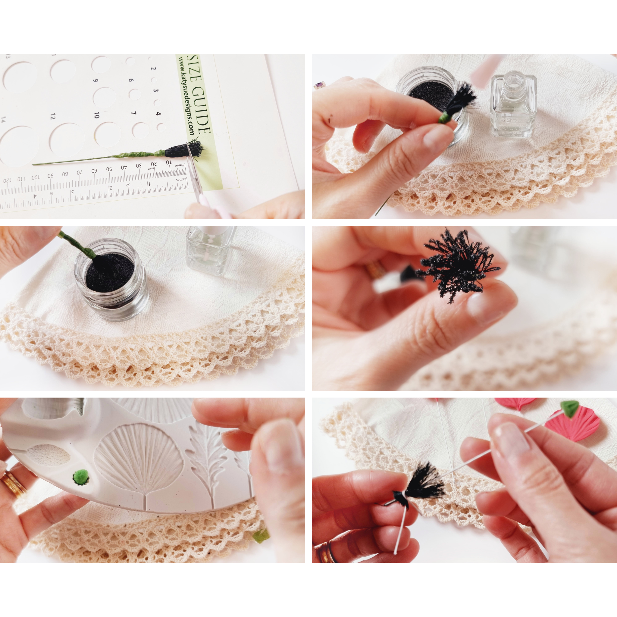 Steps to make a clay poppy 