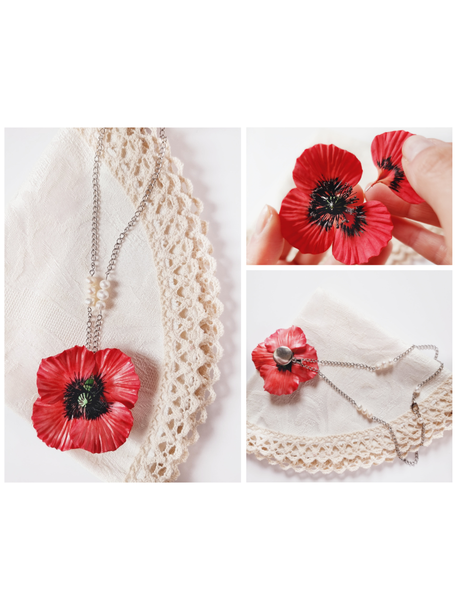 How to make a poppy necklace with air dry clay