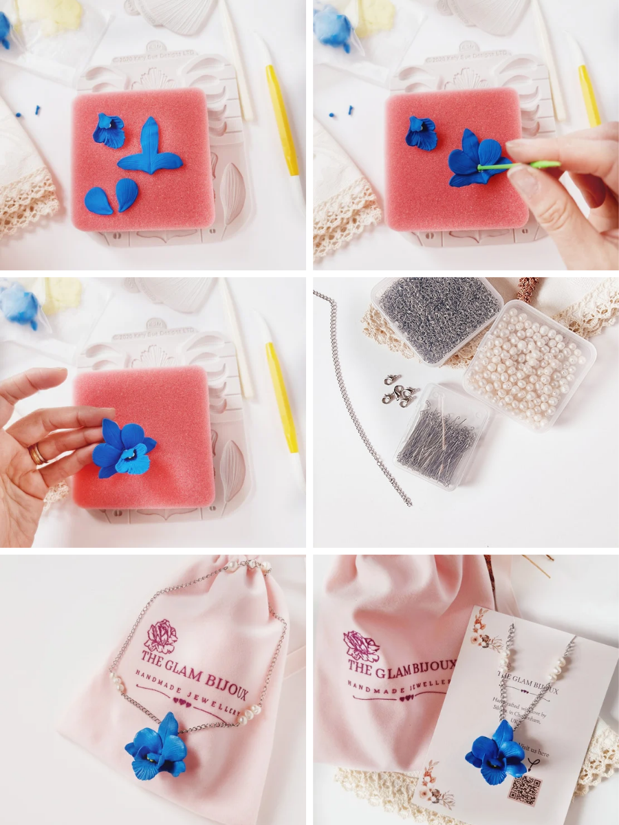 clay dendrobium orchid necklace