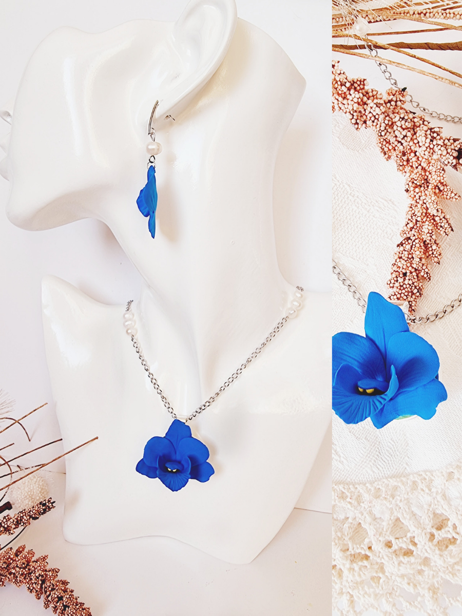 clay dendrobium orchid necklace
