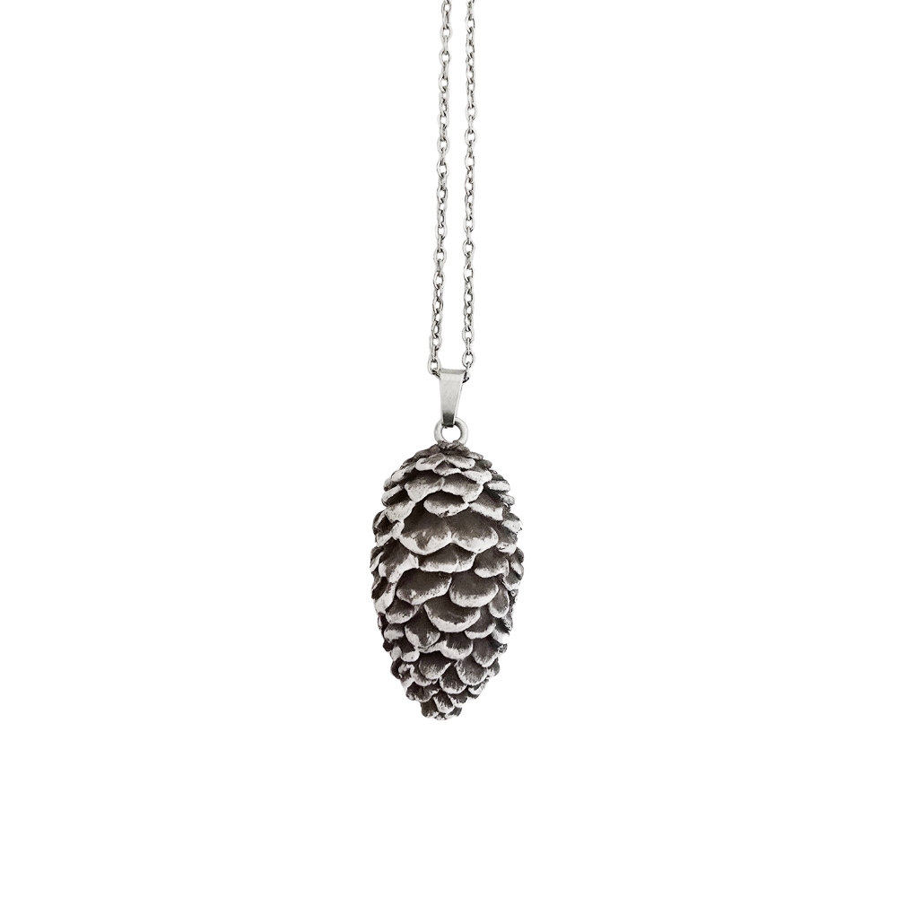The Glam Bijoux handmade pinecone clay necklace, symbolic jewellery of renewal and strength