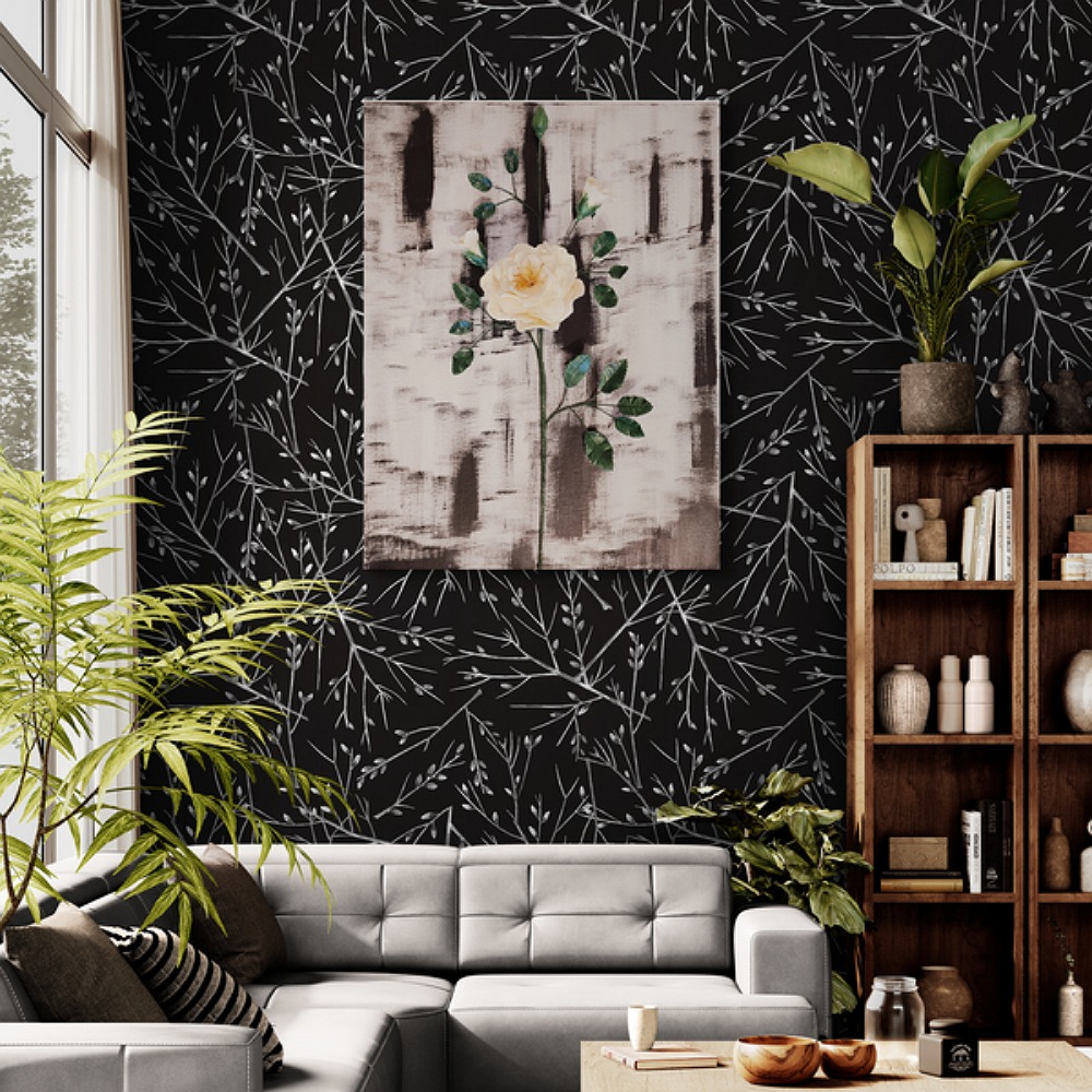 Elegant Garden Rose painting with soft colors, perfect for living room decor. Adds a touch of luxury and sophistication to your space